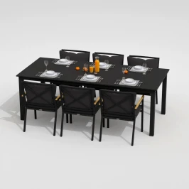 Обеденная группа  DOLLA FESTA plus каркас карбон / стол алюминий 220 / ткань антрацит