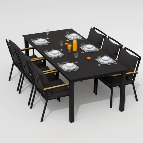 Обеденная группа  DOLLA FESTA plus каркас карбон / стол алюминий 220 / ткань антрацит