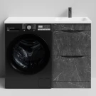 Тумба Смайл 110 напольный, под стиральную машину, правая, Мрамор Графит софт тач ПВХ 4044-3 Vodok с раковиной в комплекте Тумба Смайл 110 напольный, под стиральную машину, правая, Мрамор Графит софт тач ПВХ 4044-3 Vodok с раковиной в комплекте