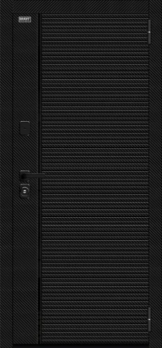 Входная дверь с зеркалом BRAVO Лайнер-3 Black Carbon/Off-white 