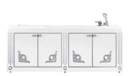 Экран Версаль 1700, 4 распашные двери, патина серебро, белый