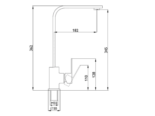 Смеситель для кухни 352/180 1Р Сатин