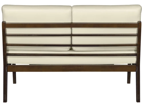 Диван-скамья Массив мягкая экокожа крем, каркас орех