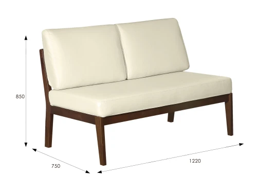 Диван-скамья Массив мягкая экокожа крем, каркас орех