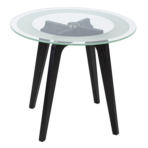 Стол журнальный Рилле 447 черный/стекло прозрачное