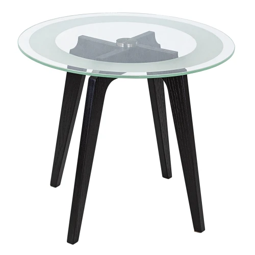 Стол журнальный Рилле 447 черный/стекло прозрачное