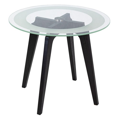 Стол журнальный Рилле 447 черный/стекло прозрачное