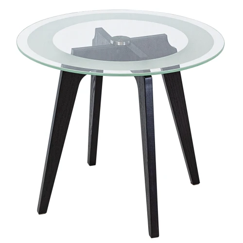 Стол журнальный Рилле 447 черный/стекло прозрачное