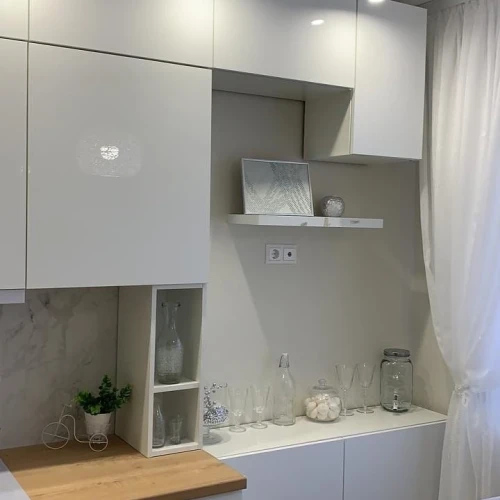 Угловая кухня Фьюжн на заказ 4.0х1.2 м. белый/Angel по размерам заказчика