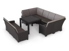 Комплект садовой мебели под ротанг Калифорния “California“с П- образный диваном 136х264х136 см, 3х местным диваном 175х61 см, с подушками на спинку и столом 95х95см