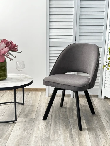 Стул DUNA 360 град. поворот. B28 Темно-серый, велюр / черный каркас, М-City