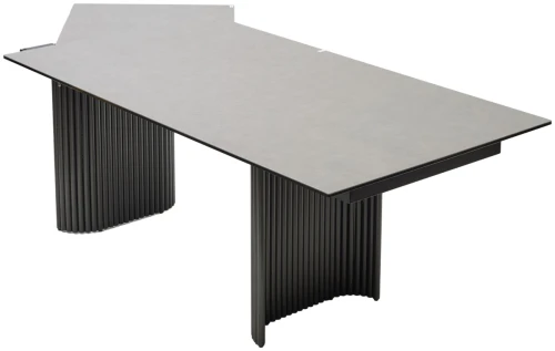 Стол RAGNAR 180 цвет 1699 Серая кожа, керамика / Темно-серый каркас, ®DISAUR