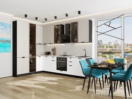 Кухонный гарнитур Евро Лайн-07 Агат/Белый Graphite