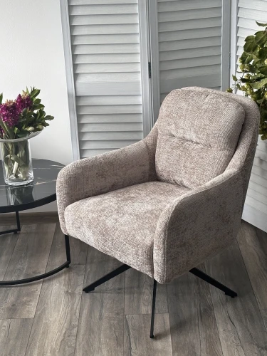 Кресло поворотное SHADE 360 град., ткань HAGA30, цвет светло-бежевый / черный каркас, ®DISAUR