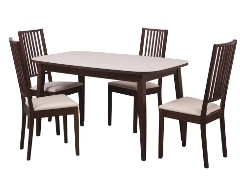 Стол Турин, Стекло, Орех темный/Бежевый матовый