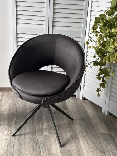 Стул ANABEL 360 град. поворот Черный  Maison 99# / OTE COBBLE 457 / серый каркас, ®DISAUR