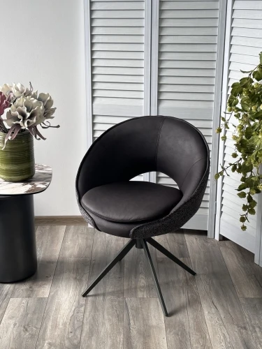 Стул ANABEL 360 град. поворот Черный  Maison 99# / OTE COBBLE 457 / серый каркас, ®DISAUR