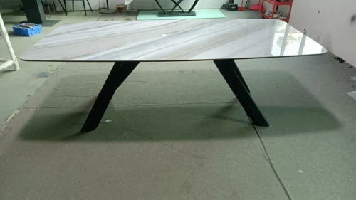 Стол DikLine KS220 керамика бежевый мрамор JA687 глянец Jasmin/опоры черные (2 уп.)