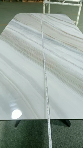 Стол DikLine KS220 керамика бежевый мрамор JA687 глянец Jasmin/опоры черные (2 уп.)