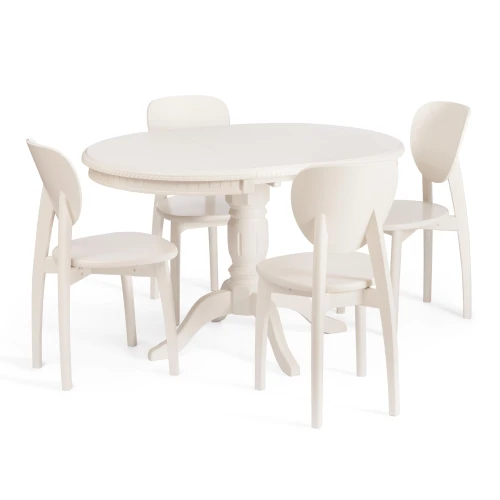 Стол STEFANO круглый бук, мдф, D90+30x77см, Ivory white