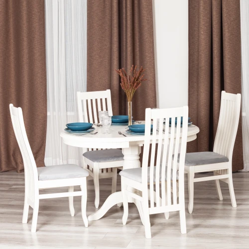 Стол STEFANO круглый бук, мдф, D90+30x77см, Ivory white