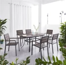 Комплект мебели из литого алюминия с ДПК стол 160*90см ПОЛИВУД-4 + 6 кресел ПОЛИВУД-3 Комплект мебели из литого алюминия с ДПК стол 160*90см ПОЛИВУД-4 + 6 кресел ПОЛИВУД-3