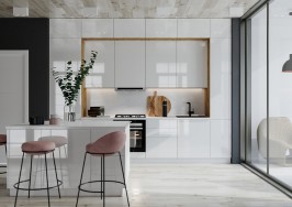 Модульная кухня Эстетик 3400 Магнолия/Дуб вотан МДФ прямая Модульная кухня Эстетик 3400 Магнолия/Дуб вотан МДФ прямая