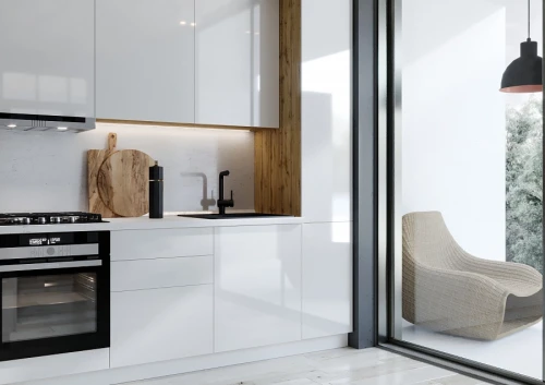 Трехуровневый кухонный гарнитур Эстетик 3400 Магнолия/Дуб вотан МДФ прямая