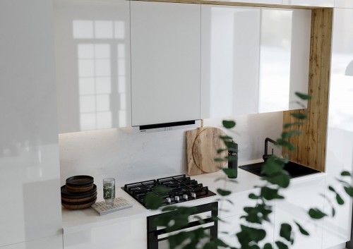 Модульная кухня Эстетик 3400 Магнолия/Дуб вотан МДФ прямая