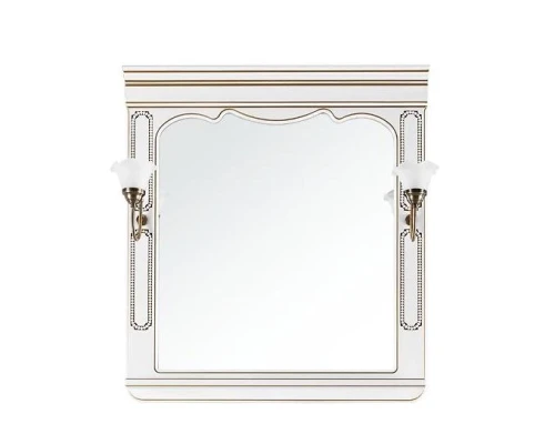 Зеркало Мариэль 85, патина золото, белое, со светильником