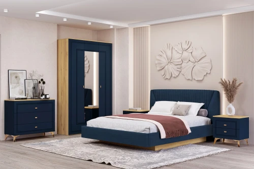 Кровать-11М с подъемным основанием 1800 Вега Сапфир синий