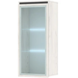 Шкаф с витриной «Гретта» 1В навесной, Крафт белый-Антрацит