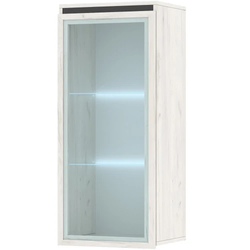 Шкаф с витриной «Гретта» 1В навесной, Крафт белый-Антрацит