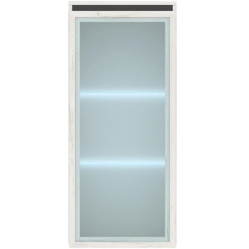 Шкаф с витриной «Гретта» 1В навесной, Крафт белый-Антрацит