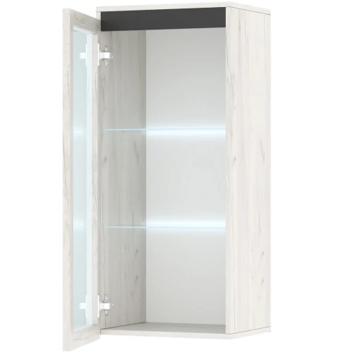 Шкаф с витриной «Гретта» 1В навесной, Крафт белый-Антрацит