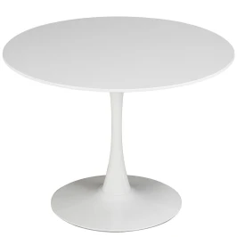 SQT-1 Стол обеденный БЕЛЫЙ D90, столешница МДФ, основание маталл белый