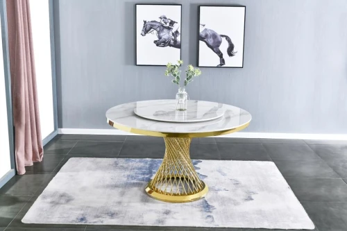 Стол обеденный Мелоди DT-018, 130х130х75 см, белый мрамор