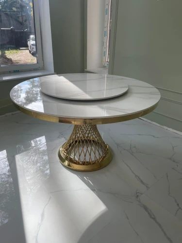 Стол обеденный Мелоди DT-018, 130х130х75 см, белый мрамор