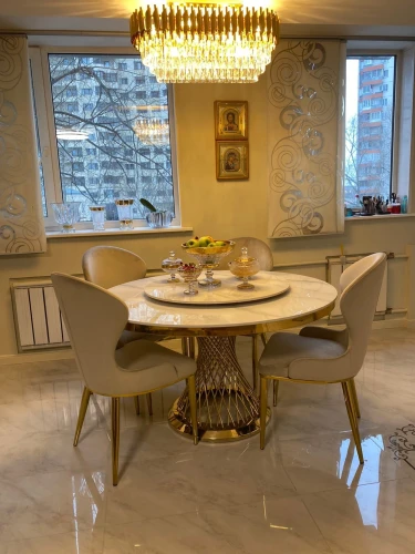 Стол обеденный Мелоди DT-018, 130х130х75 см, белый мрамор