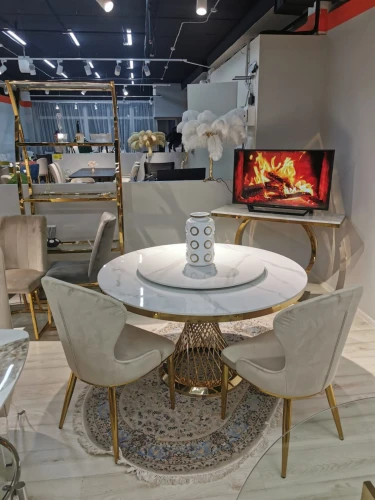 Стол обеденный Мелоди DT-018, 130х130х75 см, белый мрамор