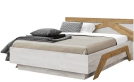 Кровать «Скандинавия 1600» КМК 0905.1, Бетон пайн светлый/Дуб Наварра