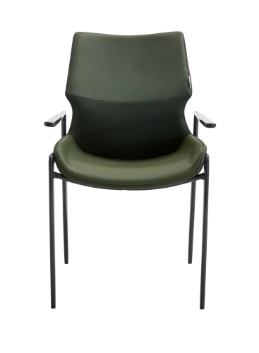 DC24026 Стул с подлокот, ЗЕЛЕНЫЙ, каркас металл черный КРУГЛЫЙ