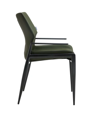 DC24026 Стул с подлокот, ЗЕЛЕНЫЙ, каркас металл черный КРУГЛЫЙ