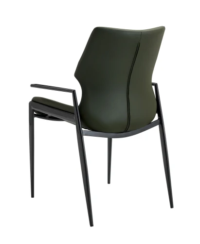 DC24026 Стул с подлокот, ЗЕЛЕНЫЙ, каркас металл черный КРУГЛЫЙ