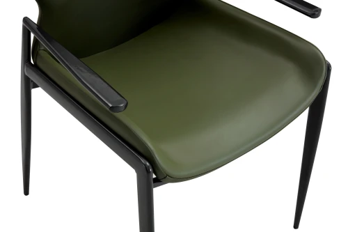 DC24026 Стул с подлокот, ЗЕЛЕНЫЙ, каркас металл черный КРУГЛЫЙ