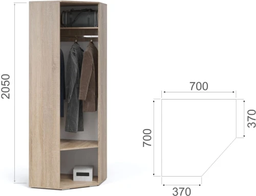 Прихожая «Виола» угловая М, Дуб сонома/белый