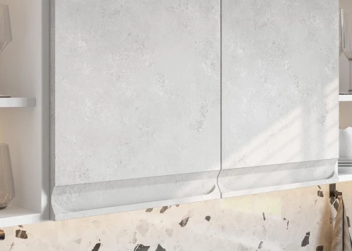 Кухонный гарнитур Вельвет 2.0 м (без столешницы), Белый, Бетон графит