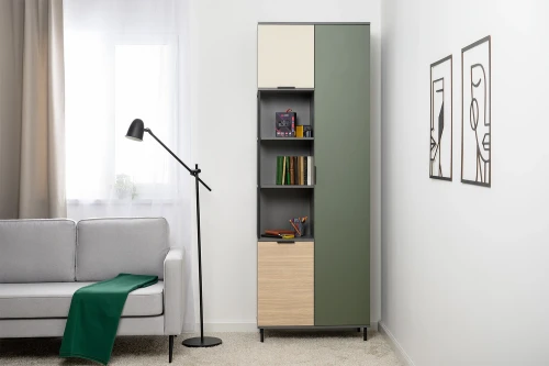 Шкаф комбинированный Марвэл 13.22, Темно-серый, Сатин, Плэйн, Зеленый