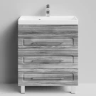 Тумба Арабеска 70 напольный, Лиственница структурная контрастно-серая ПВХ 64202 Vodok с раковиной в комплекте