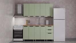 Готовый кухонный гарнитур ГК Аленушка 1,6м  Лаванда Фиcташка/Фисташка,черный (без столешницы)